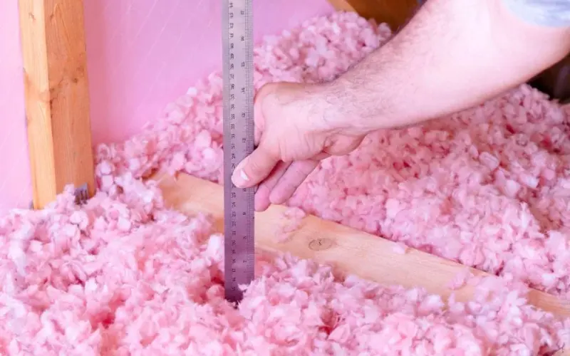 Blown-in cellulose insulation being installed in a Delaware attic
